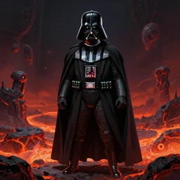 darth vader on a lava planet concept art