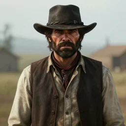 Film still of Anton Chigurh, from Red Dead Redemption 2 (2018 video game), no hat, no text