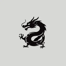 a minimalist logo for a coffee shop featuring a dragon, digital art
