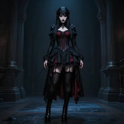full body goth girl, artstation, 8k, cinematic lighting