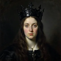 The portrait of Lady in black wax crown by Arnold Böcklin, dark fantasy, witcher, very detailed oil painting, masterpiece, 8k