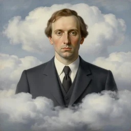 portrait of a man made out of clouds in a suit, by rene magritte, detailed painting, hd, hq, high resolution, high detail, 4 k, 8 k