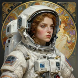 psychoslayer, woman astronaut, intricate abstract. cyberpunk, being entered by machine, portrait, highly detailed, deep focus, elegant, digital painting, smooth, sharp focus, illustration, ultra realistic, 8 k, art by artgerm and alphonse mucha