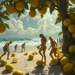 lemons storming the beach, lemon bodies, dday, artstation