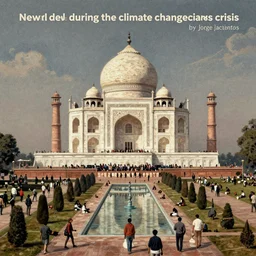 new dehli during the climate change migrant crisis by jorge jacinto, intricate, high detail, digital painting, ultra realistic, cinematic lighting, wide angle cinematography, artstation, 3 5 mm film grain