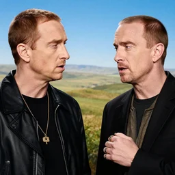 eminem talking with saul goodman, studio photo, hdr, award winning photo, stunning scenery, 8 k, face focus
