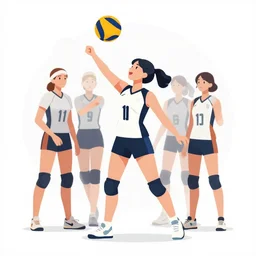 girl playing volleyball, clean cel shaded vector art. shutterstock. behance hd by lois van baarle, artgerm, helen huang, by makoto shinkai and ilya kuvshinov, rossdraws, illustration