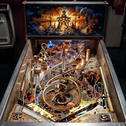movie still of star gravity, goliath pinball machine, blood turbines, hydrocracking battles, rusted, macerated, eviscerated by fimbria wires, bicornate fungal pit, brass sheen rotting, by alberto bontempi, jack kirby, alex ross, shigeru komatsuzaki, wayne d barlowe, alex ross, simon bisley & boris vallejo