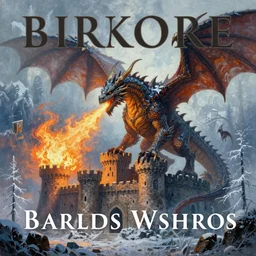 hyperrealistic fantasy oil painting, as a book cover illustration, of a lifelike medieval dragon breathing fire upon a castle, as a dark souls boss, ultradetailed, surrounded by frozen taiga, high readability, trending on artstation, dreamlike, art by brothers hildebrandt