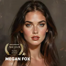 megan fox portrait, artwork by małgorzata kmiec, digital illustration
