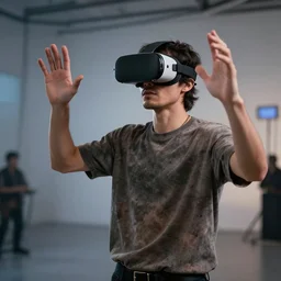 an artist is performing music in xr with his extraordinary imagination