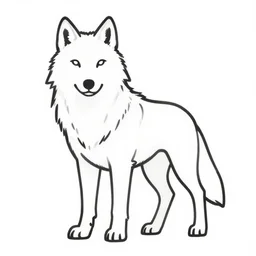 wolf template base lineart, little detail, full-body view, simple, no color, coloring book style, high quality, HD, 8K