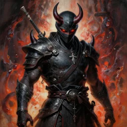 demonic ninja, hellish, painting by greg ruthowski, yoji shinkawa, detailed, highly detailed, beautiful, artstation