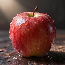 humanoid apple, slimy, wet, evil, photograph