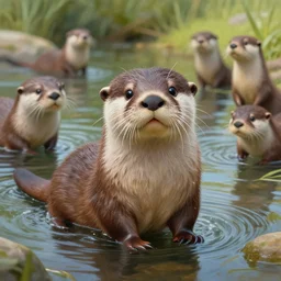 a detailed painting of a cute otter at a river. character design by cory loftis, fenghua zhong, ryohei hase, ismail inceoglu and ruan jia. volumetric light, detailed, rendered in octane