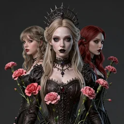 gothic princess portrait. by casey baugh, by rembrandt, mandelbulb 3 d, carnation. intricate jordyn jones and dove cameron and margot robbie and taylor swift and megan fox