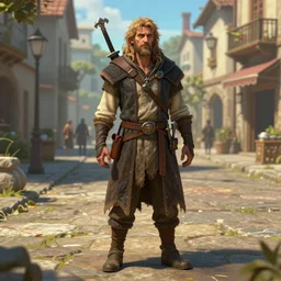 poor beggar on the streets, ultra detailed fantasy, dndbeyond, bright, colourful, realistic, dnd character portrait, full body, pathfinder, pinterest, art by ralph horsley, dnd, rpg, lotr game design fanart by concept art, behance hd, artstation, deviantart, hdr render in unreal engine 5