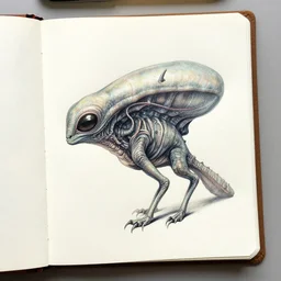 detailed rendering of alien fauna from the moleskin notepad of a xenobiologist