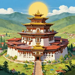 artstation concept of bhutan heavenly kingdom, bright colorful, hyperdetailed, artstation trending, world renowned artists, worth1000.com, historic artworks society, antique renewel, cgsociety, by greg rutkowski, by Gustave Dore, Deviantart