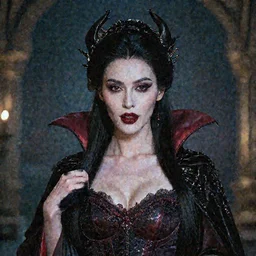 portrait photograph of a real-life extremely beautiful!! vampire queen, looking at the camera!!. super resolution. Extremely detailed.