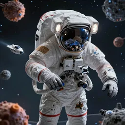 an epic portrait of an astronaut entering the micro atom realm of microscopic multiverse with a tiny micro spaceship, cinematic lighting, under a microscope, trending on Artstation, highly detailed, insane details