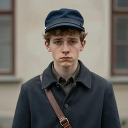 twentinine years old lee evans as a ( ( sad ) ), ( ( quirky ) ) 1 9 th century eastern european postman. detailed soft focus interesting lights, portrait by jakub rozalski