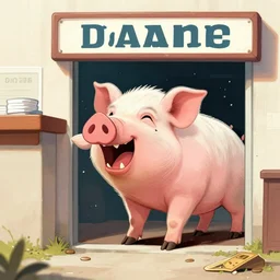 Screaming Pig robbing a bank