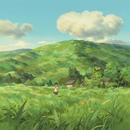 beautiful landscape in the style of studio ghibli