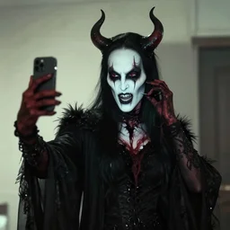 Satan takes a selfie in hell