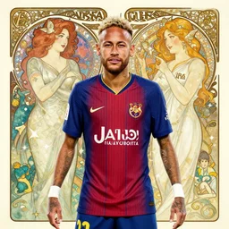 Neymar Jr, art by Artgerm and Greg Rutkowski and Alphonse Mucha