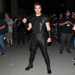 jimmy fallon cosplaying as neo, dragoncon, full length, full resolution, 3 5 mm, f / 2. 8, flash photography