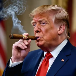 a high quality photo of donald trump smoking a cigar, ultra realistic, artstation, cgsociety
