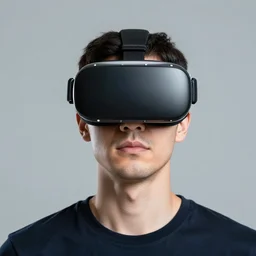 symmetry portrait of an adult male wearing a virtual reality headset, highly detailed, sharp focus, centered