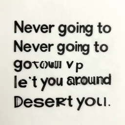 never going to give you up never going to let you down never going to run around and desert you