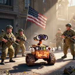 fat soldiers, USA war street performers, Wall-E movie