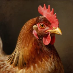 chicken headed human mugshot by leonardo da vinci, brown skin, classical painting, digital painting, romantic, vivid color, oil painting