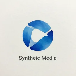 a schematic painting of logo of the synthetic media company, logo