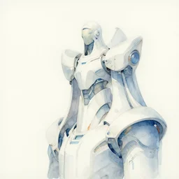 futuristic deity of the unknown. this heavily stylized watercolor painting by the award - winning comic artist has interesting color contrasts, plenty of details and impeccable lighting.