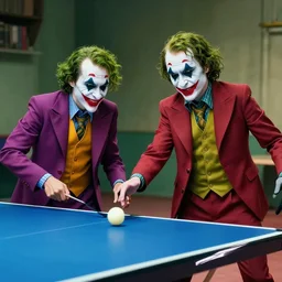 “Batman playing ping pong against the joker”