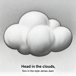 “Head in the clouds, album art, dotwork in the style of James Jean”