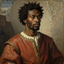 A 15th century medieval renaissance oil painting of Skrillex african made by Jacob Lawrence, no crop
