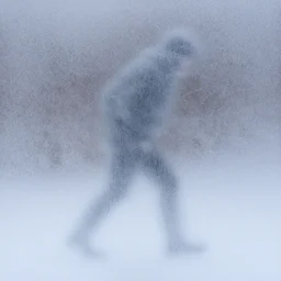 A creature refracted through a slightly transparent frosted icesheet