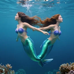 a beautiful mermaid swimming, octane render