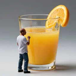 ( miniature real life o j simpson ) [ inside a glass of orange juice ] blend mix hybrid