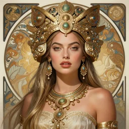 Margot Robbie as a Mayan Goddess, cute, fantasy, intricate, elegant, highly detailed, digital painting, 4k, HDR, concept art, smooth, sharp focus, illustration, art by artgerm and H R Giger and alphonse mucha
