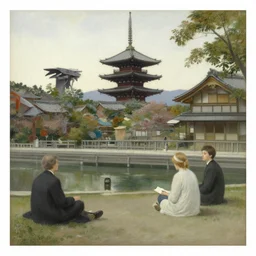 kyoto, painting by gaston bussiere, john william waterhouse, yoji shinkawa, carl larsson