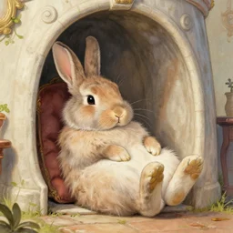 A fuzzy rabbit chilling in her mansion, Greg Hildebrandt, Mark Keathley