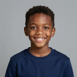 portrait of a black boy smiling, studio portrait