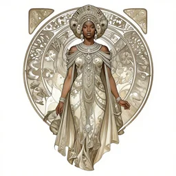 black african princess, symmetric, highly detailed, concept art, intricate, sharp focus, illustration, artgerm, rutkowski, alphonse mucha