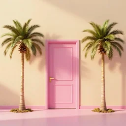 miami vice, indoor liminal space, golden light, greg rutkowski, palm trees, pink door, minimalistic, hyperrealistic surrealism, award winning masterpiece with incredible details, epic stunning, infinity pool mirrors, a surreal vaporwave liminal space with mirrors, highly detailed, trending on artstation, artgerm and greg rutkowski and alphonse mucha, daily deviation